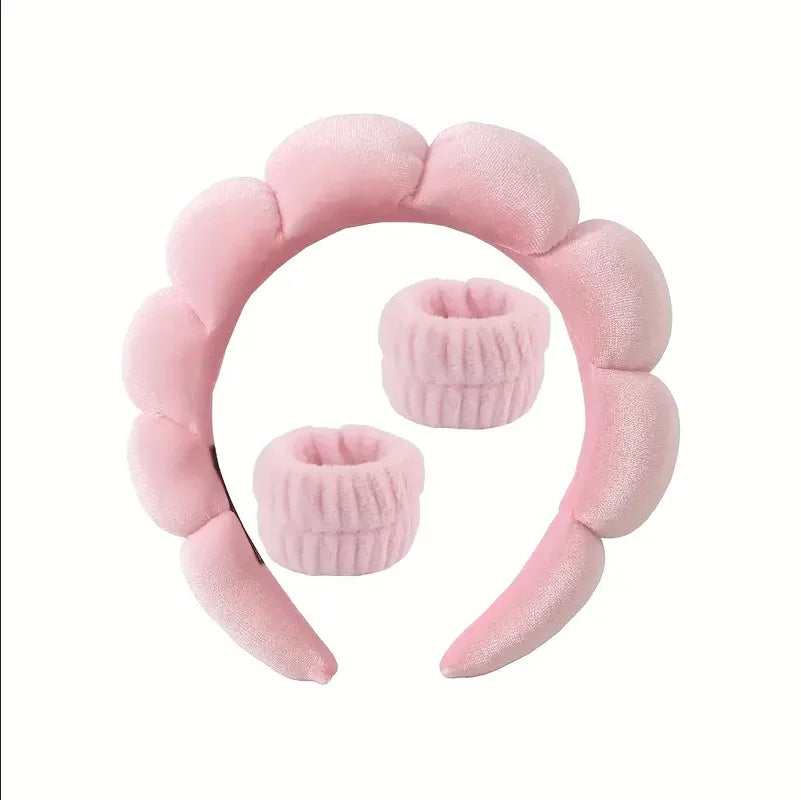 Sponge Headbands for Women Girls Puffy Hair Band Makeup Bubble Terry Cloth Co Spa Retro Hairband Women Hair Accessories Headwear