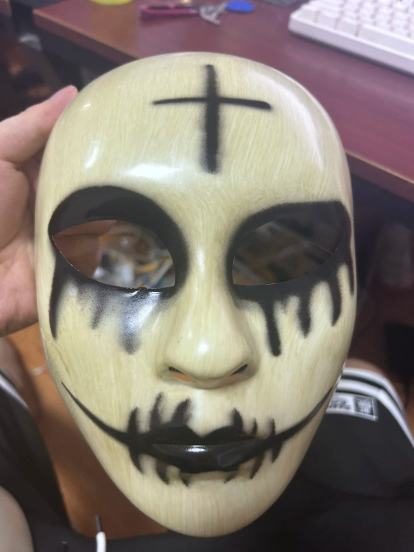 Purge Cross and God Mask Halloween Cosplay Props, Scary Horror Killer Face for Cosplay Masquerade Clown Halloween Costume Party