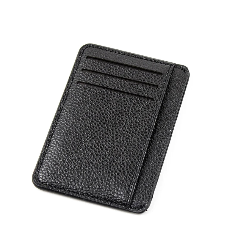 Ultra Thin Zipper Wallet Men'S Small Wallet Business PU Leather Wallets Band Solid Color Card Coin Purse Credit Bank Holder