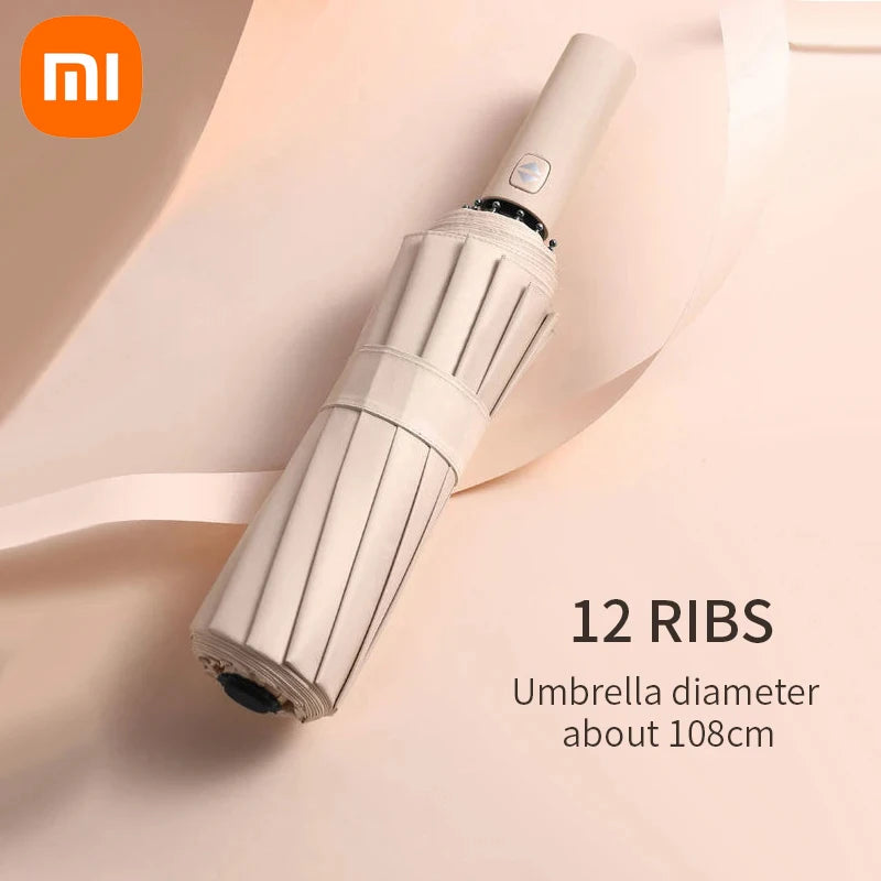 Xiaomi 12 Bone Solid Color Automatic Umbrella Weightlight Collapsible Large Size Sunshade Uv Protection for Women Man