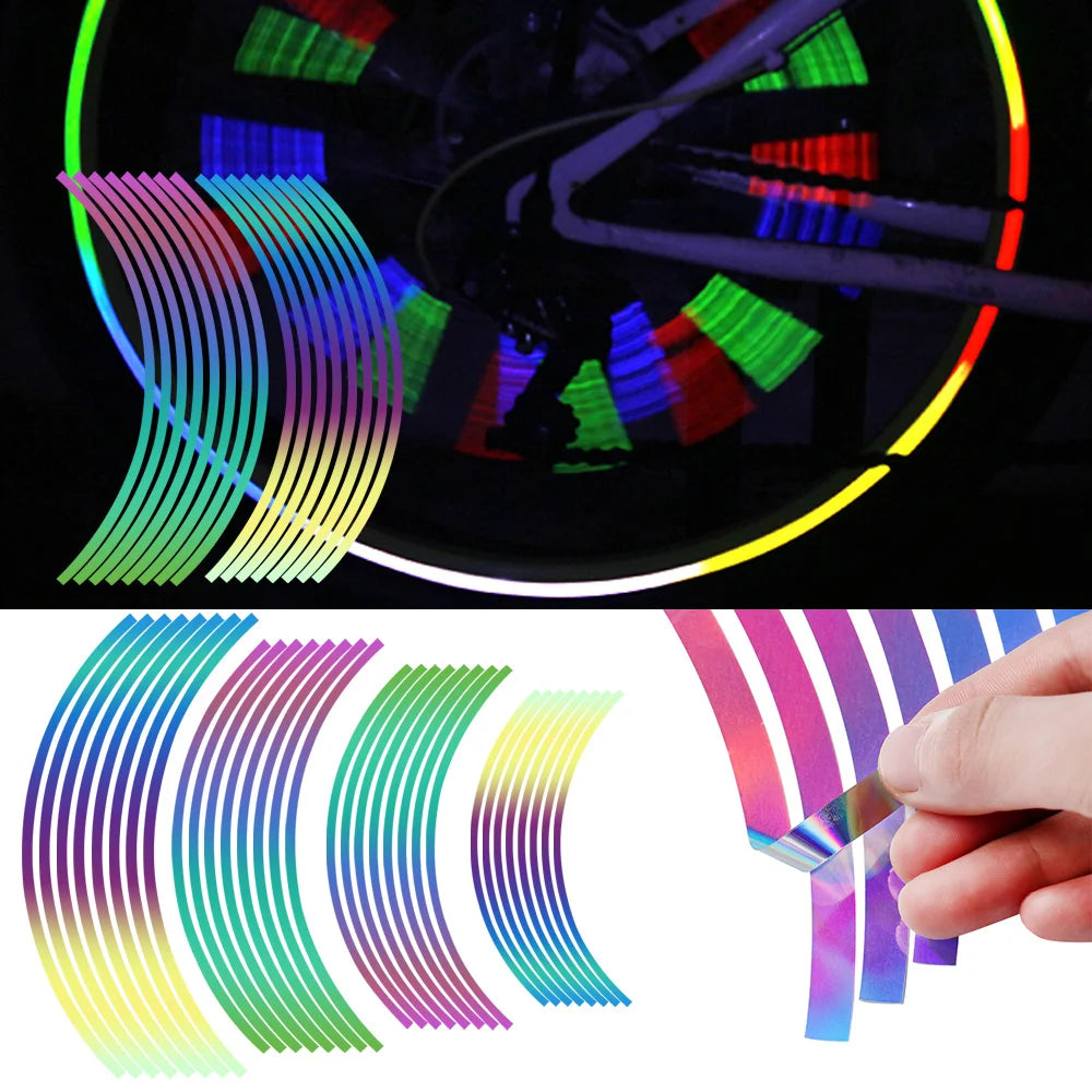 10/12/14/18" Motorcycle & Car Reflective Body Sticker Laser Wheel Rim Tape Car Accessories