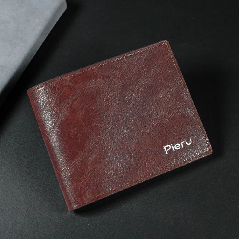 Ultra Thin Zipper Wallet Men'S Small Wallet Business PU Leather Wallets Band Solid Color Card Coin Purse Credit Bank Holder