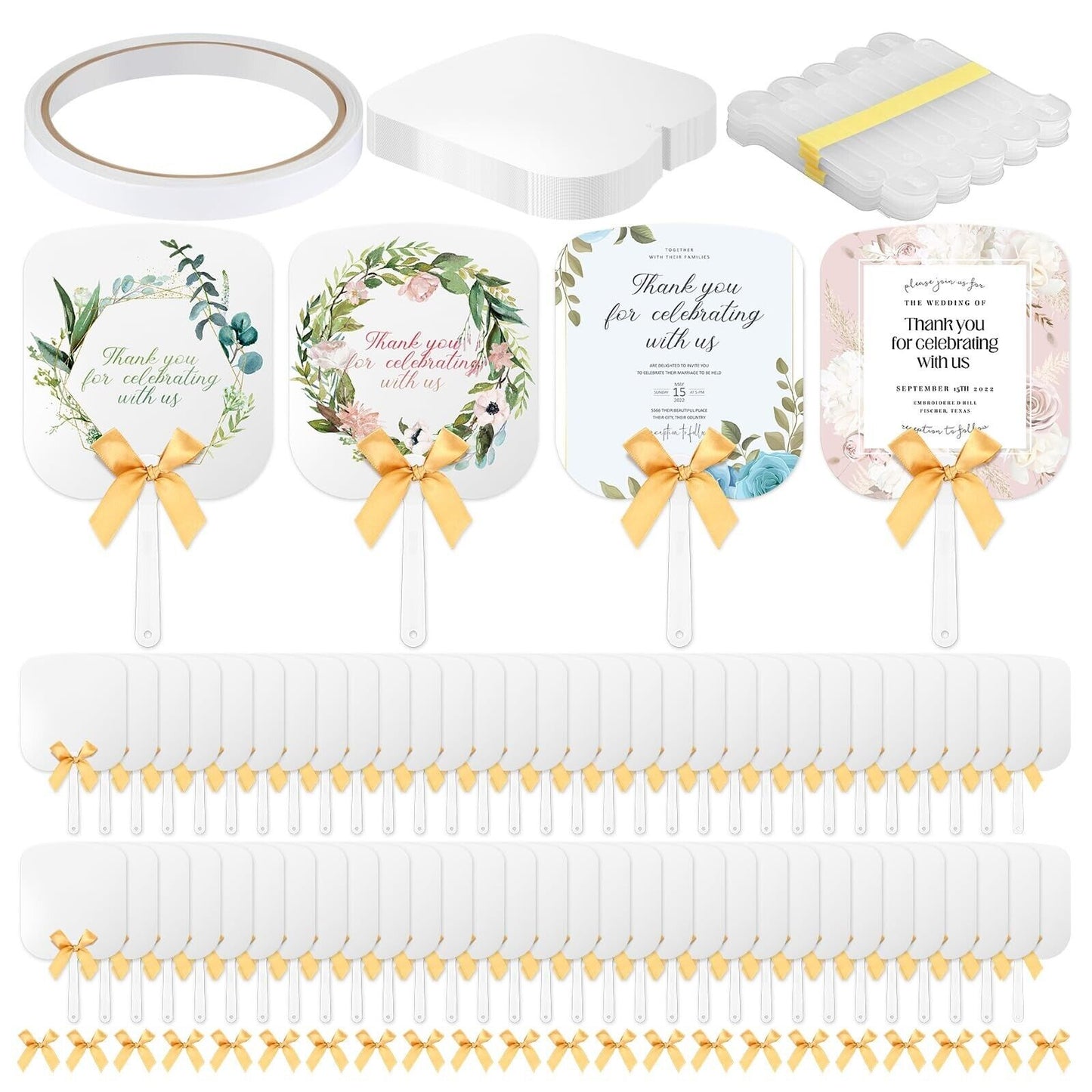 Sublimation Wedding Fans Handheld Set Double Sided Sublimation Fans Includes ...