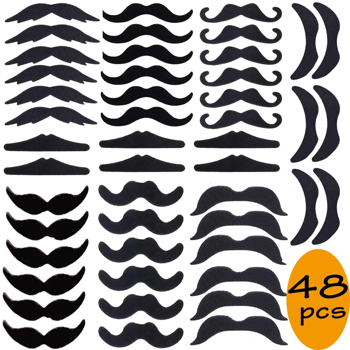 Fake Beard Fake Mustaches Halloween Accessoriesfake Beard Moustache Halloween Party Supplies Halloween Cosplay Fake Mustache Beard 48Pcs