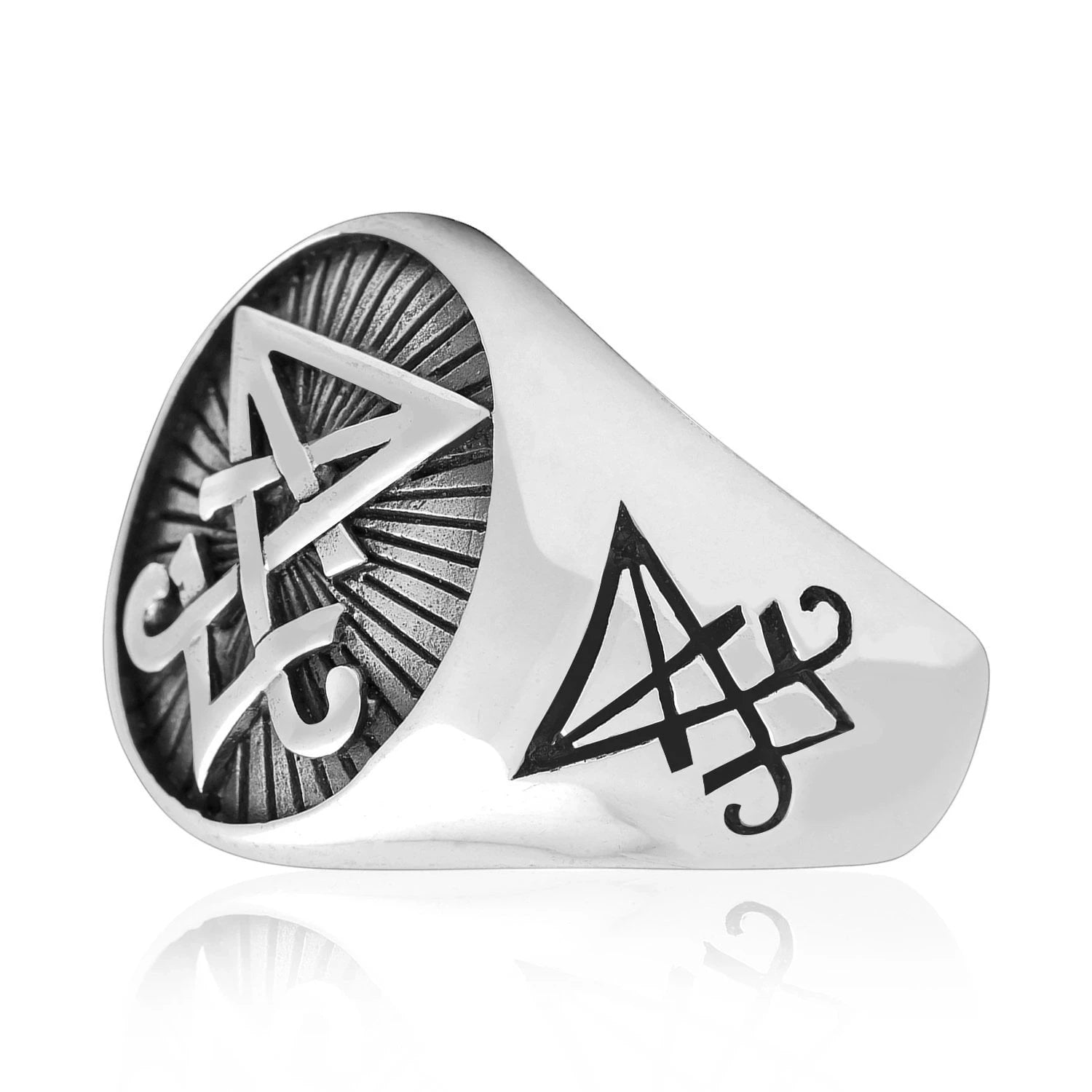 Sigil of Lucifer Satan Seal Ring Gothic Stainless Steel Signet Finger Rings Biker Punk Silver Color Jewelry Festival Gift