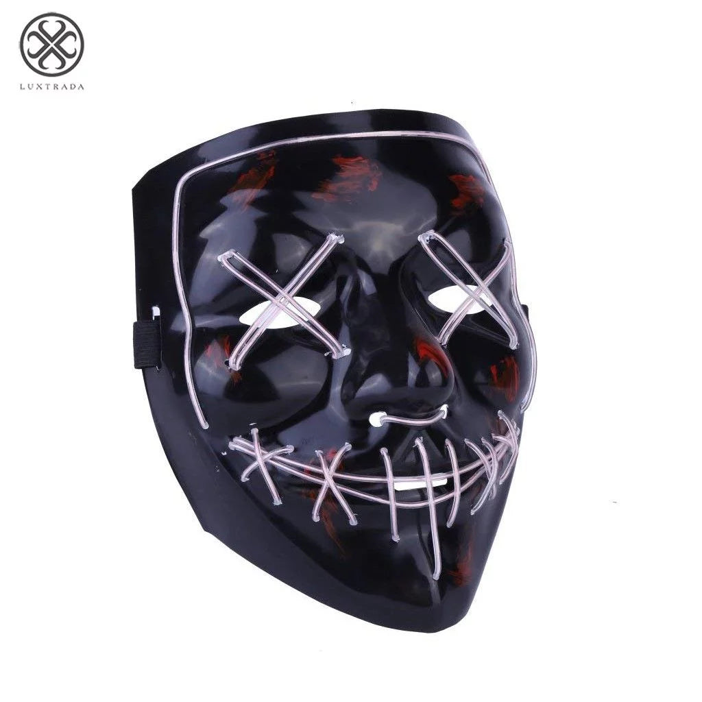 Halloween LED Glow Mask EL Wire Light up the Purge Movie Costume Party +AA Battery (Red)