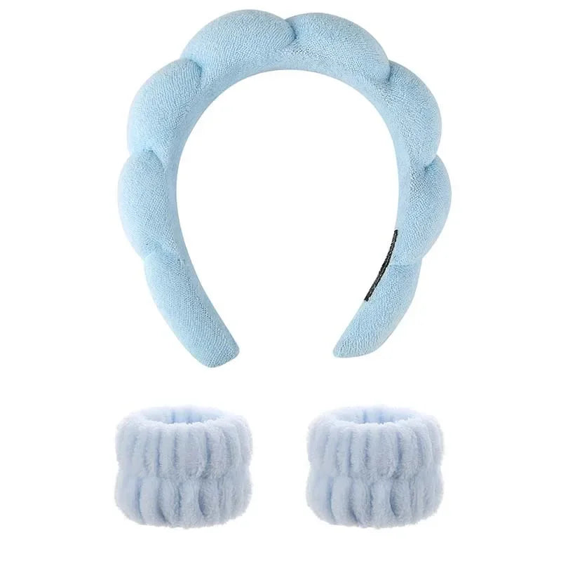 Sponge Headbands for Women Girls Puffy Hair Band Makeup Bubble Terry Cloth Co Spa Retro Hairband Women Hair Accessories Headwear