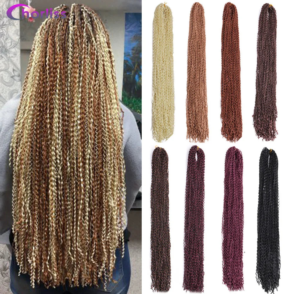 Long Curly Box Braids Zizi Braids Crochet Hair Bundles Synthetic Hair Extensions Braiding Hair Blonde for Baby