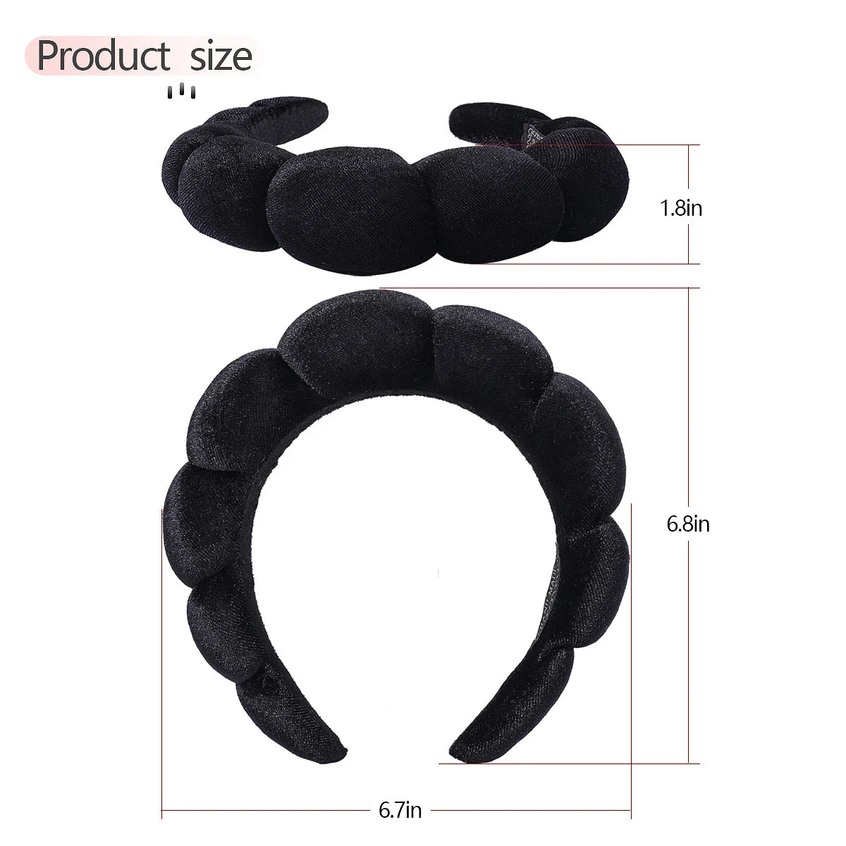 Sponge Headbands for Women Girls Puffy Hair Band Makeup Bubble Terry Cloth Co Spa Retro Hairband Women Hair Accessories Headwear