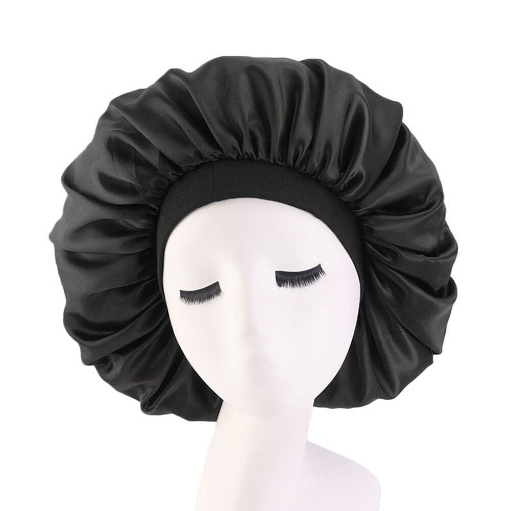 US Extra Large Long Hair Care Satin Bonnet Cap Night Sleep Hat Head Wrap Cover