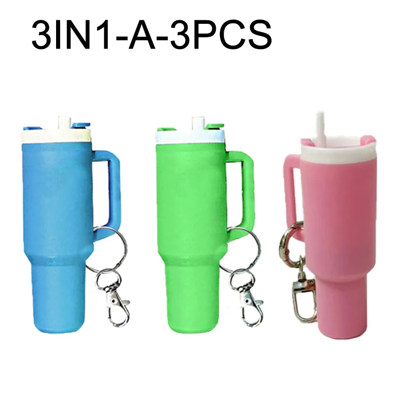 Colorful Mug Keychain Miniature Tumbler Cup Replica Keychain Chapstick Holder Charm Bar Stash Tumbler Mini Cup Keychain