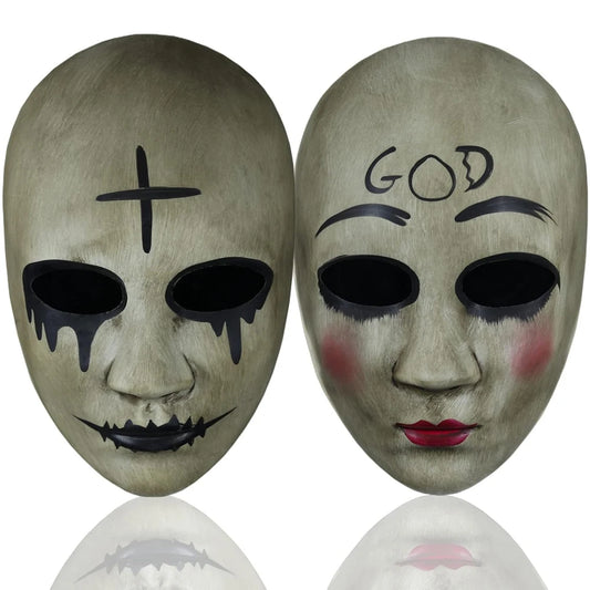 Purge Cross and God Mask Halloween Cosplay Props, Scary Horror Killer Face for Cosplay Masquerade Clown Halloween Costume Party