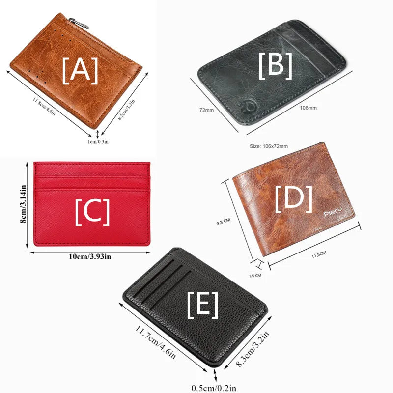 Ultra Thin Zipper Wallet Men'S Small Wallet Business PU Leather Wallets Band Solid Color Card Coin Purse Credit Bank Holder