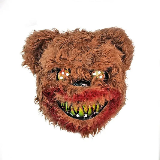 1Pcs Plush Bear Mask Halloween Ghost Festival Mask Realistic Bloody Bear Headgear Performance Prop Halloween Horror Mask