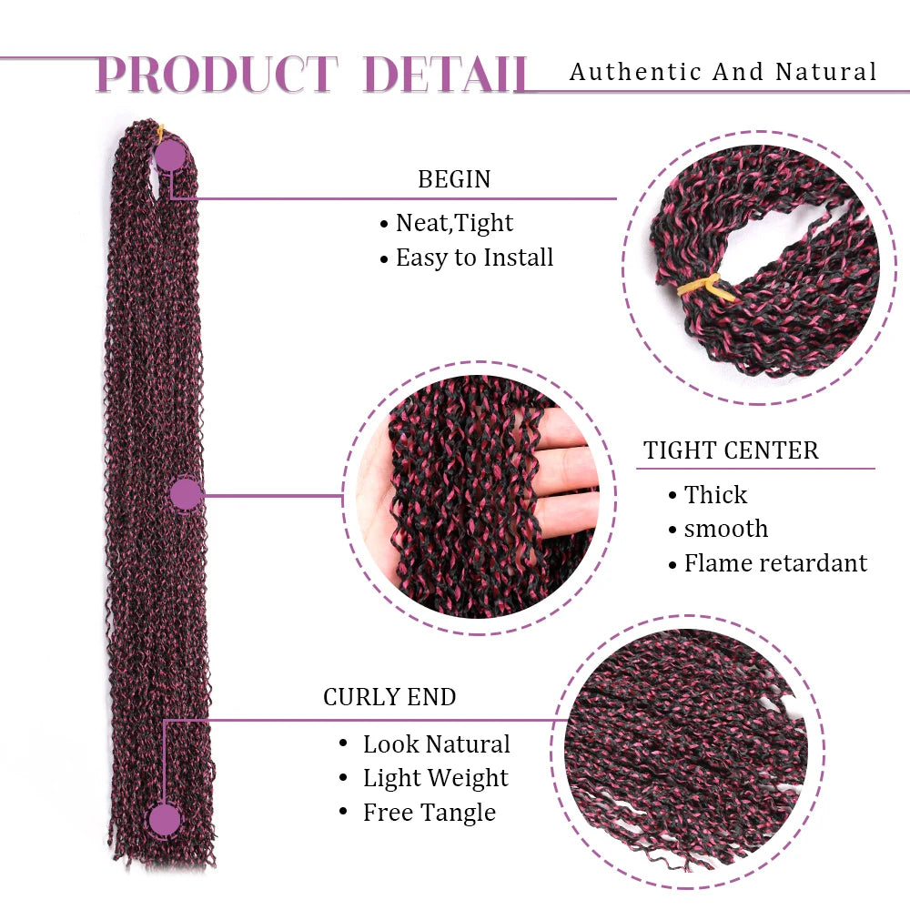 Long Curly Box Braids Zizi Braids Crochet Hair Bundles Synthetic Hair Extensions Braiding Hair Blonde for Baby