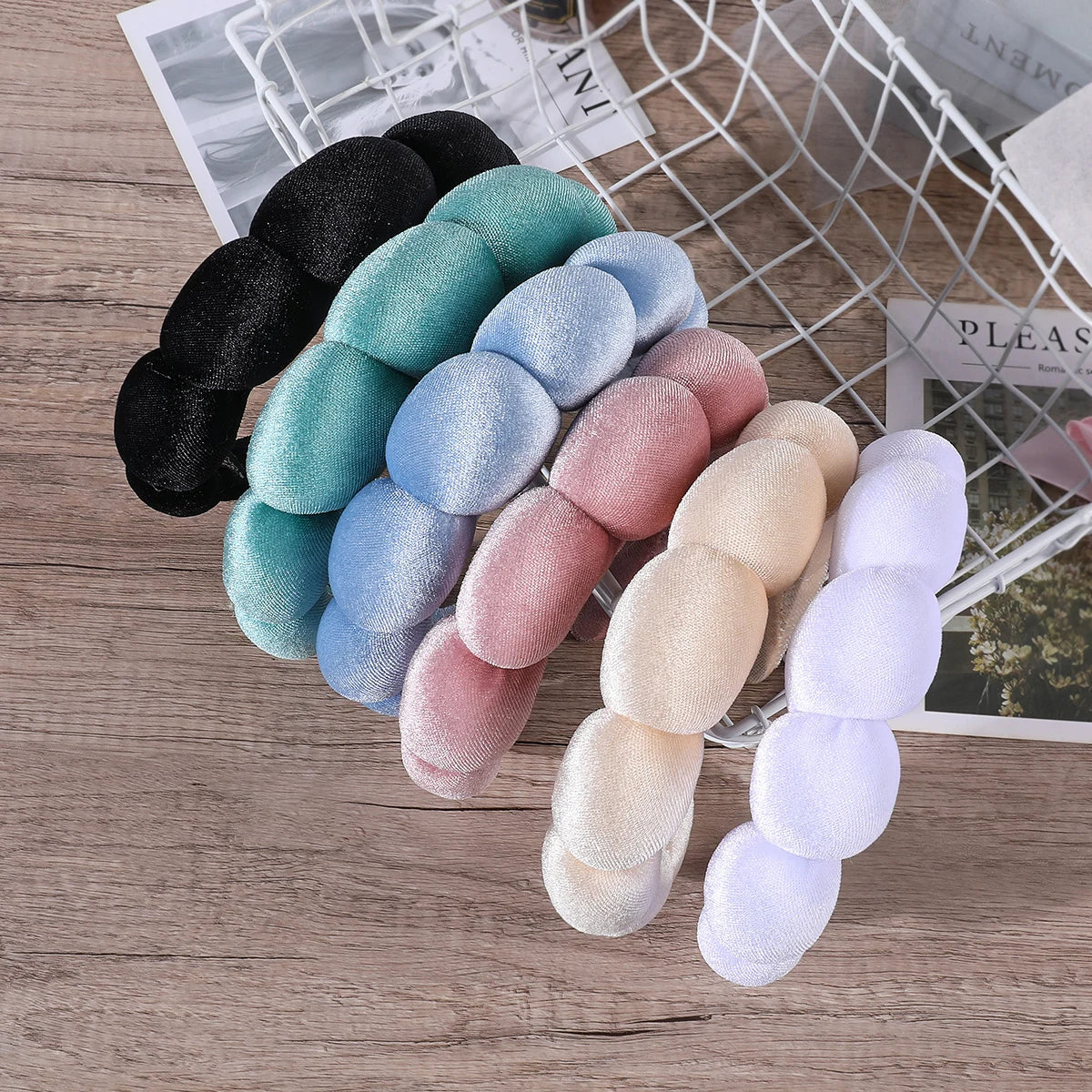 Sponge Headbands for Women Girls Puffy Hair Band Makeup Bubble Terry Cloth Co Spa Retro Hairband Women Hair Accessories Headwear